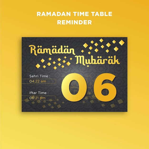 Ramadan mubarak time table islamic calendar fasting reminder