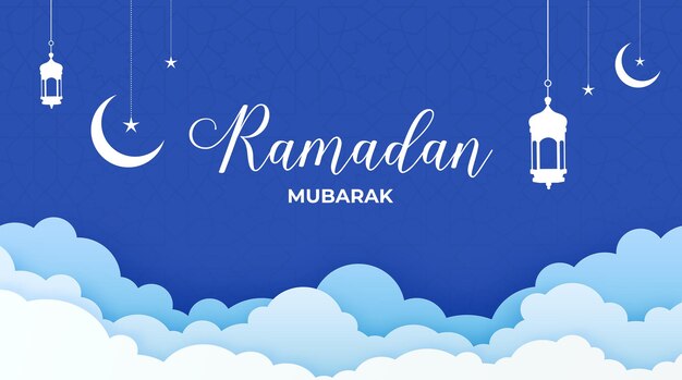 Vector ramadan mubarak vector background with blue color