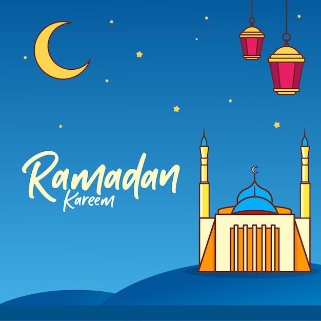 RAMADAN MUBARAK VECTOR OVERZICHT BLAUW