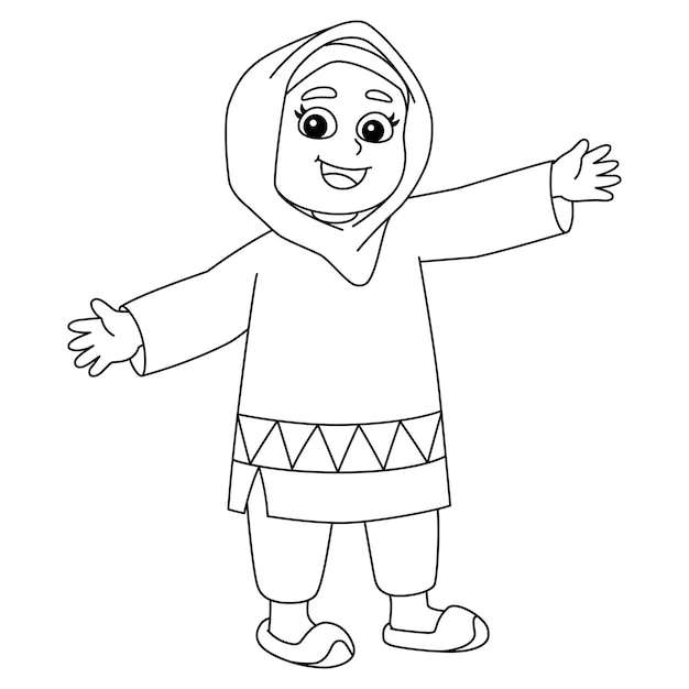 Ramadan Muslim Girl Isolated Coloring Page