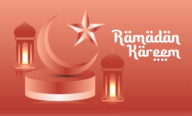 Ramadan occasion 3d greeting half moon in vector template design