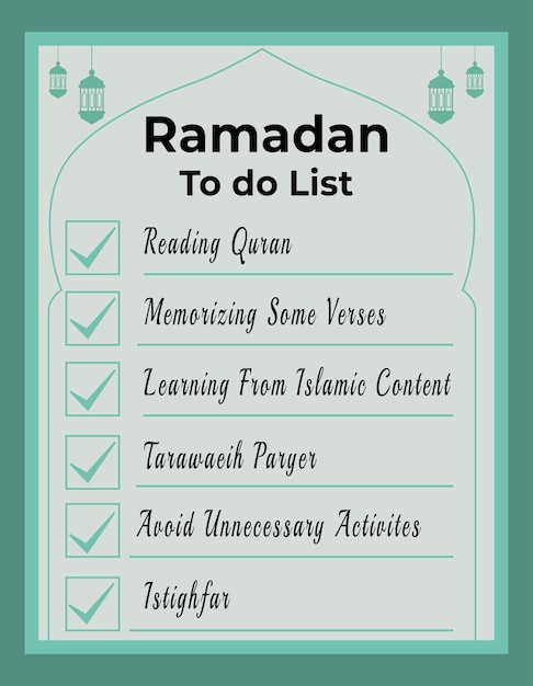 Ramadan Planner of takenlijst