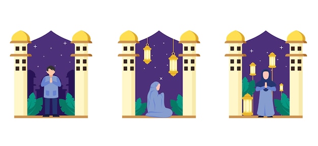 Ramadan Platte Bundel Ontwerp Illustratie