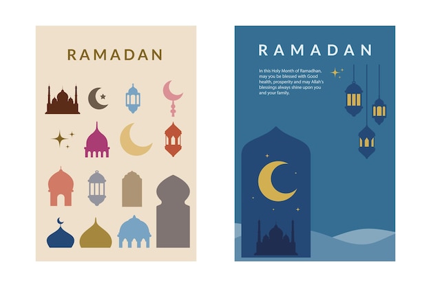 Ramadan poster met pictogramserie