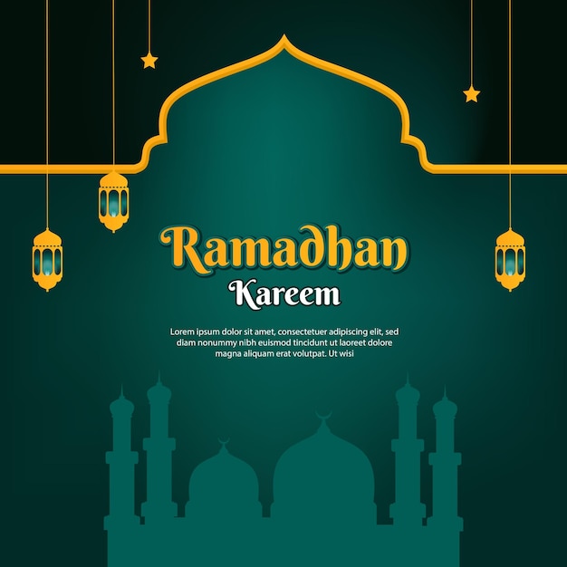 Ramadan-posterkaart met groene achtergrond