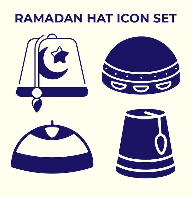 Ramadan prayer hat logo or icon set vector