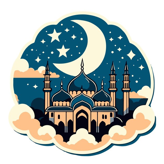 Ramadan Qareem Friendly Mosques Vector illustrations