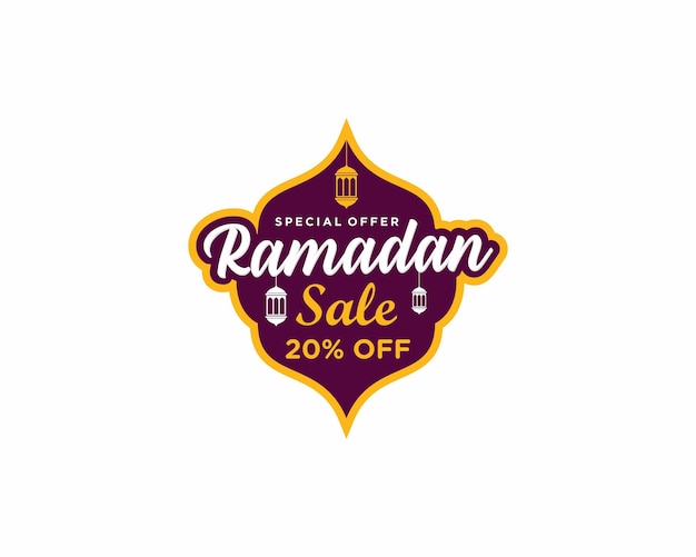 Рамадан скидка 20 процентов на дизайн шаблона баннера значка этикетки