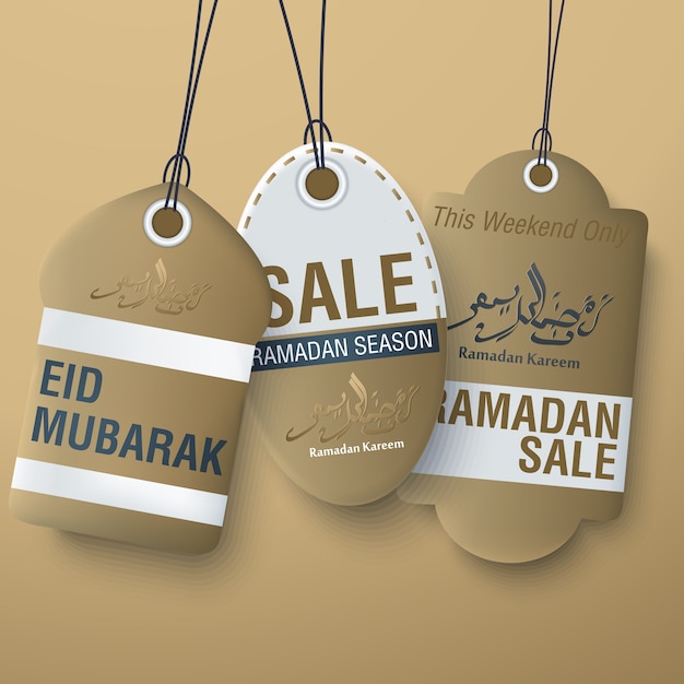 Vettore tag banner ramadan sale