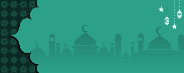 Ramadan sale banner template design with a crescent mosque with islamic background ornament