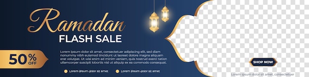 Modello di banner di vendita ramadan banner pubblicitario moderno sui social media adatto per post sui social media e annunci su internet sul web illustrazione vettoriale