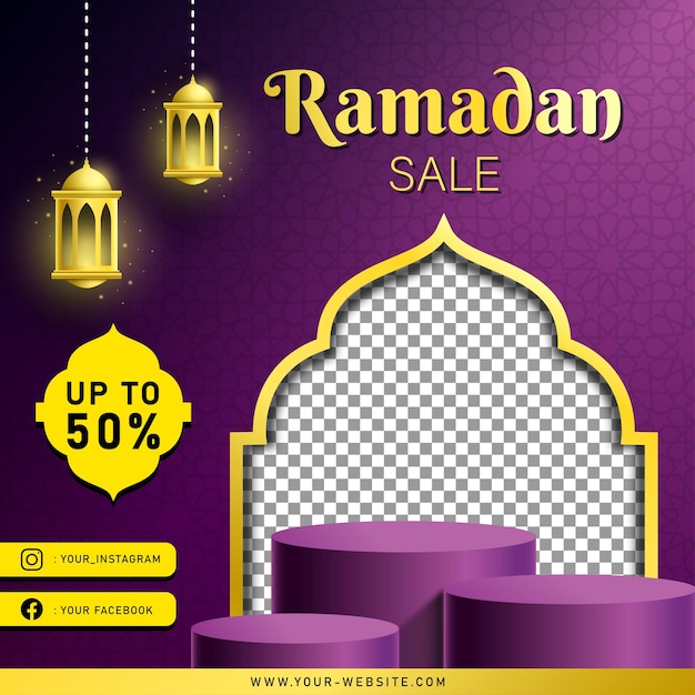 Modello di banner di vendita del ramadan per post di facebook di instagram sui social media