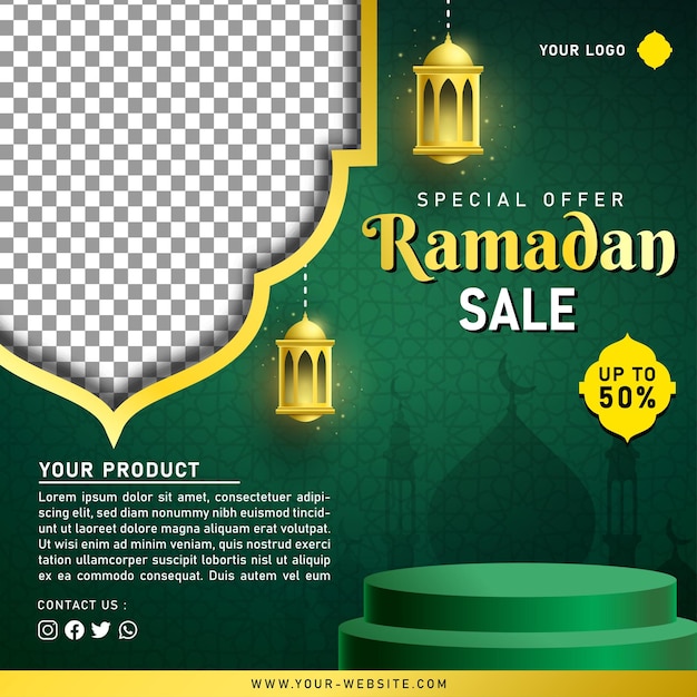 Modello di banner di vendita del ramadan per post di facebook di instagram sui social media