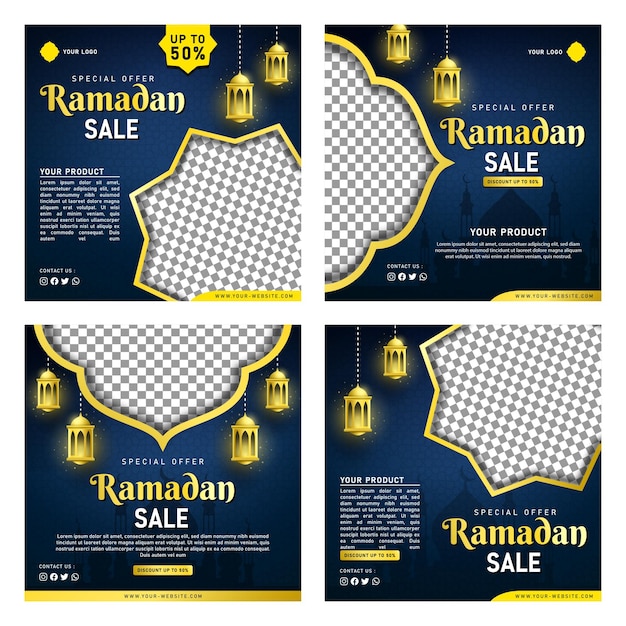 Шаблон баннера распродажи Рамадана для публикации в социальных сетях Facebook и Instagram