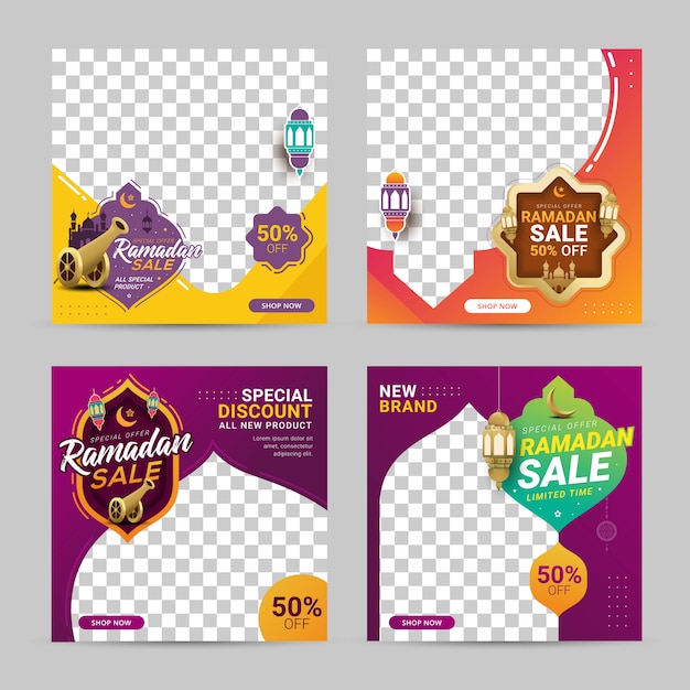 Ramadan sale discount banner set template promotion