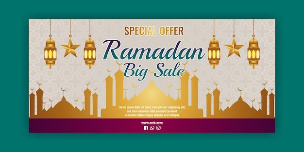 Vettore disegno del modello dell'insegna di sconto di vendita di ramadan