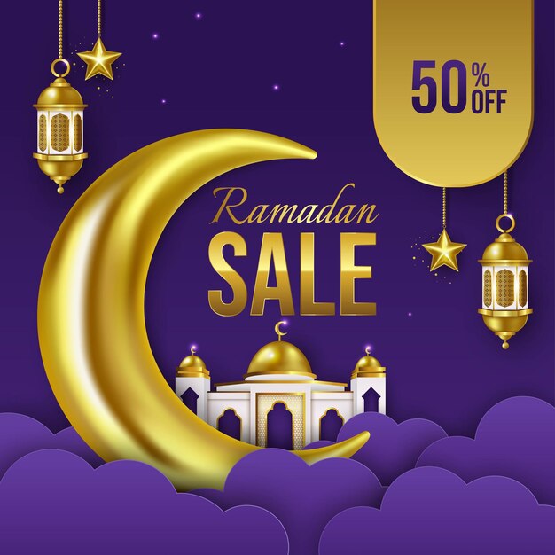 Modello di banner sconto vendita ramadan