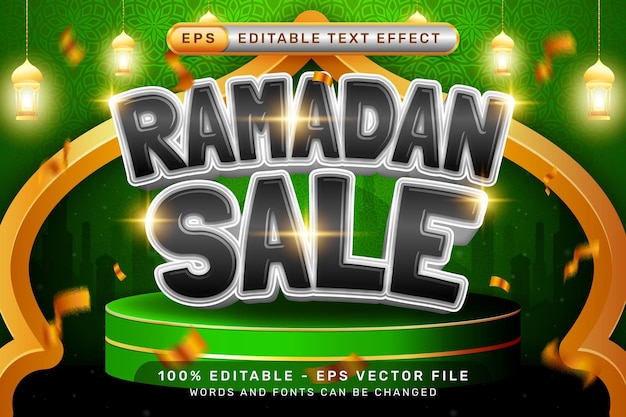 Vector ramadan sale effect and editable text effect with islamic ornament