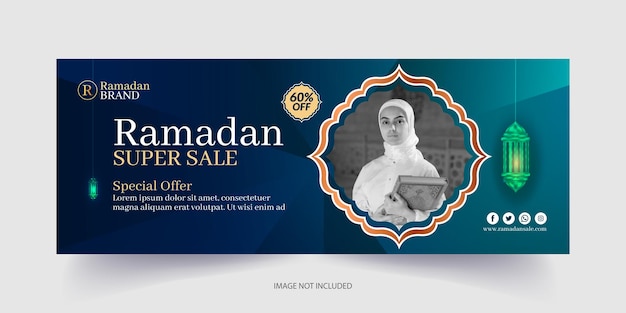 Vettore design della copertina di facebook per la vendita del ramadan