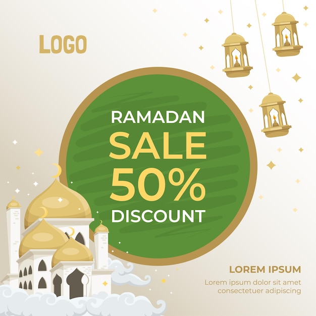 Продажа Рамадан Флэт Вектор исламский приветственный дизайн