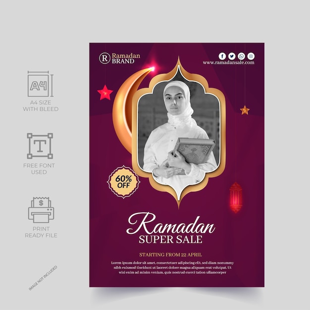 Vettore design della collezione di volantini per la vendita di ramadan