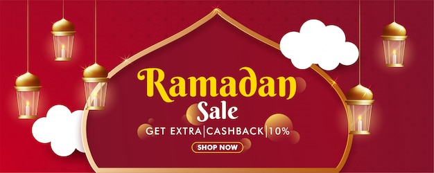 Ramadan Sale header or banner design with best discount offer an