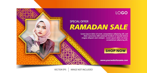 Vector ramadan sale horizontal banner template