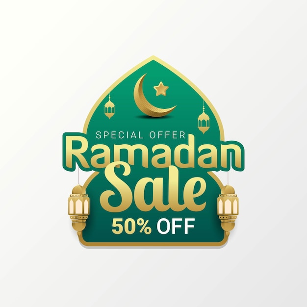 Ramadan sale label badge banner template design background