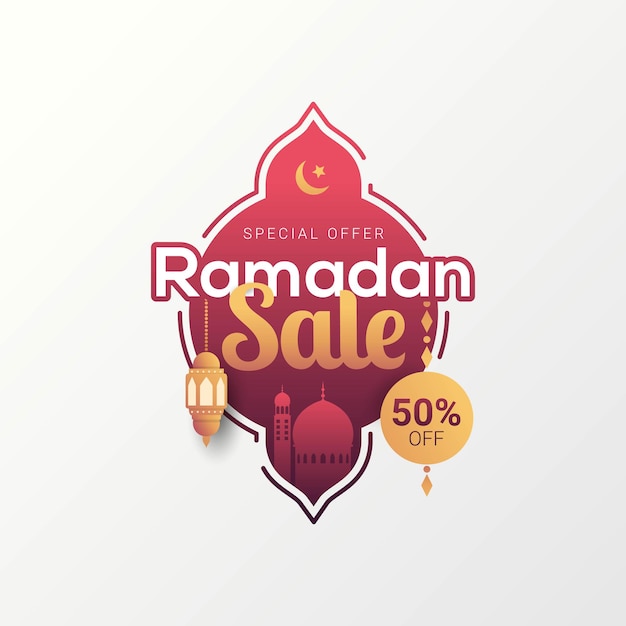 Fondo di progettazione del modello dell'insegna del distintivo dell'etichetta di vendita del ramadan