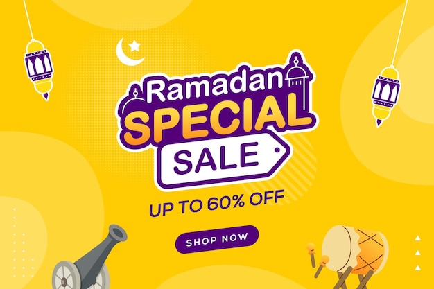 Ramadan sale label badge banner template design background