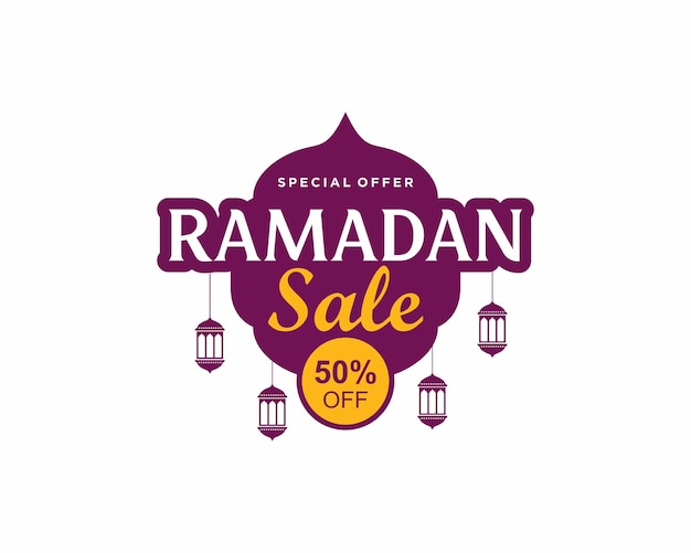 Ramadan sale label banner tag discount template design for business promotion