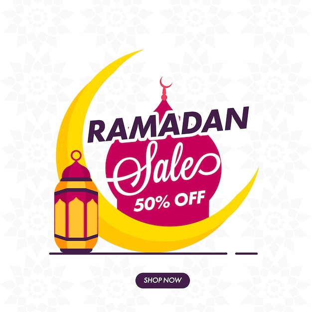 Design di poster di vendita di ramadan con offerta di sconto del 50%