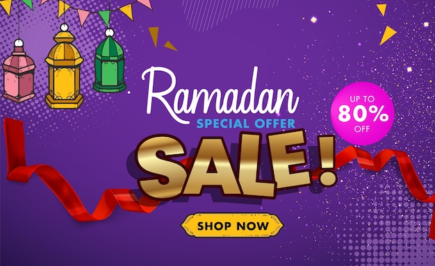 Vettore poster di vendita del ramadan con un cartellino del prezzo di vendita