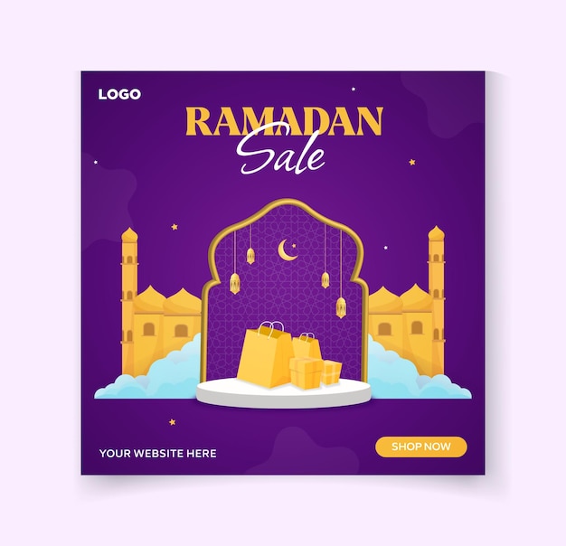 Ramadan sale promotional sale social media post template for shop promotional marketing