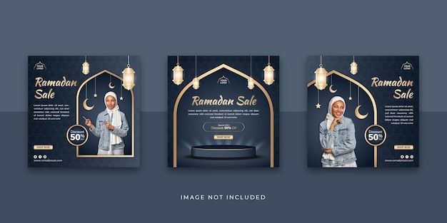 Modello di post di instagram sui social media per la vendita del ramadan