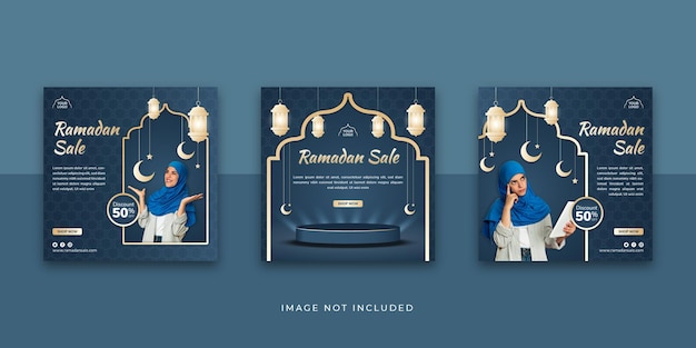 Modello di post di instagram sui social media per la vendita del ramadan