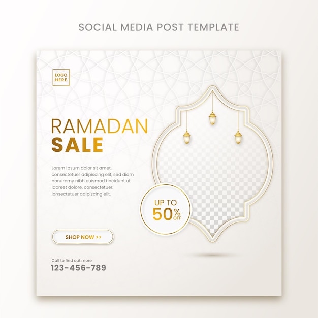 Vector ramadan sale social media post islamic ornament and lantern premium vector