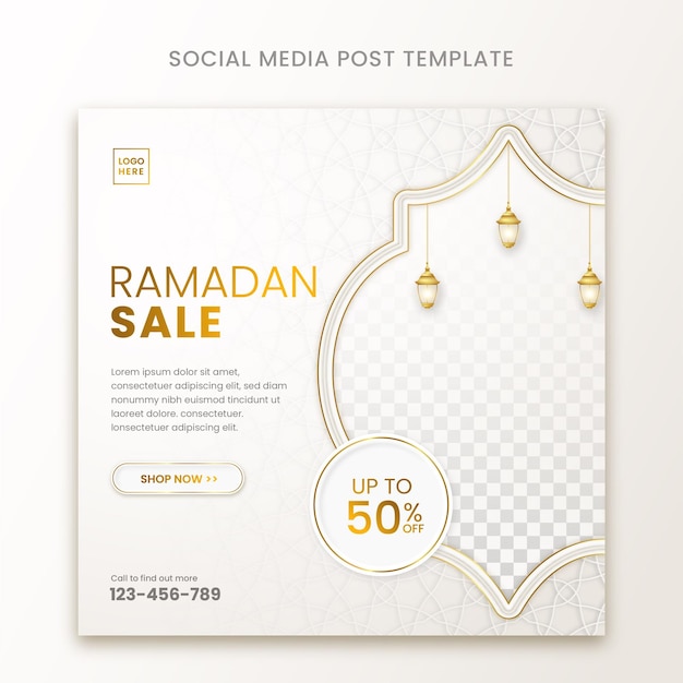 Vector ramadan sale social media post islamic ornament and lantern premium vector