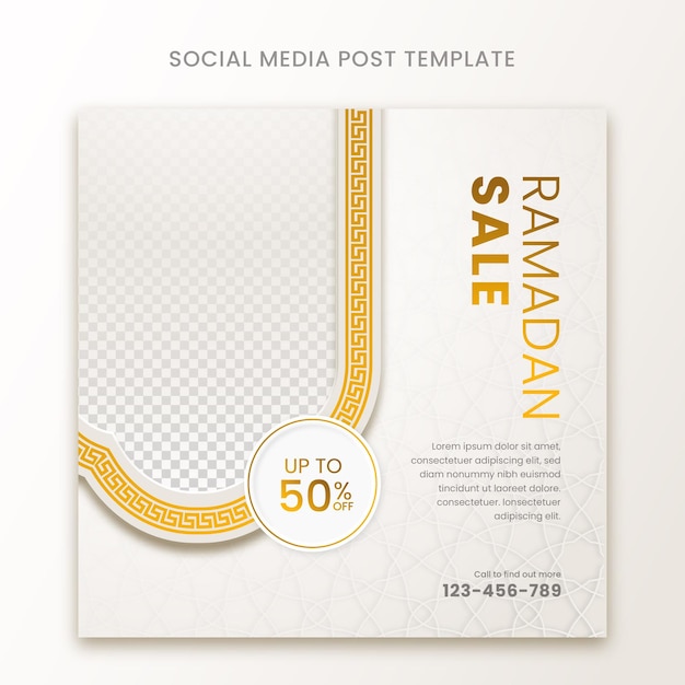 ラマダン販売ソーシャルメディアポストイスラムの装飾品とランタンプレミアムベクトル