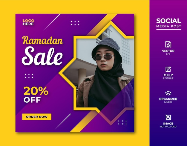 Ramadan sale social media post-sjabloon.