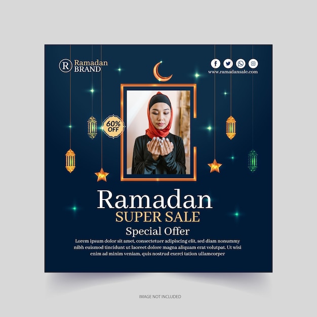 Vettore progettazione di raccolta di modelli di post sui social media per la vendita di ramadan