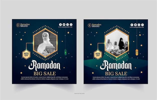 Progettazione di raccolta di modelli di post sui social media per la vendita di ramadan