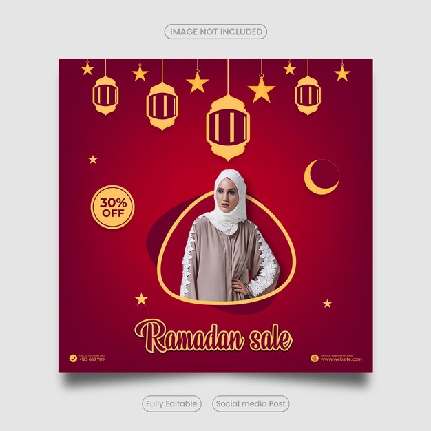 Vettore progettazione del modello di post sui social media per la vendita di ramadan per la vendita di ramadan in vendita eid
