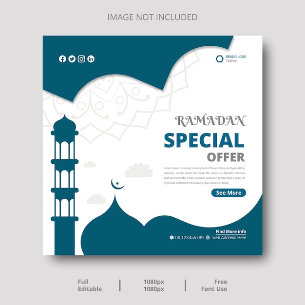 Progettazione del modello di post sui social media di vendita del ramadan