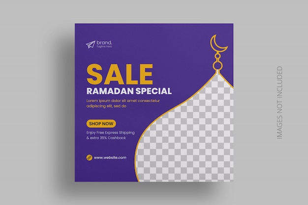 Ramadan sale social media post template square flyer