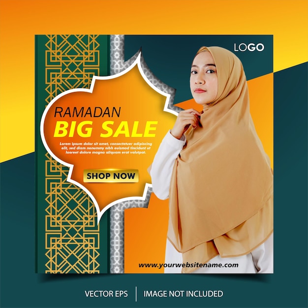 Modello di social media di vendita di ramadan ramadan super vendita mega vendita e grande vendita