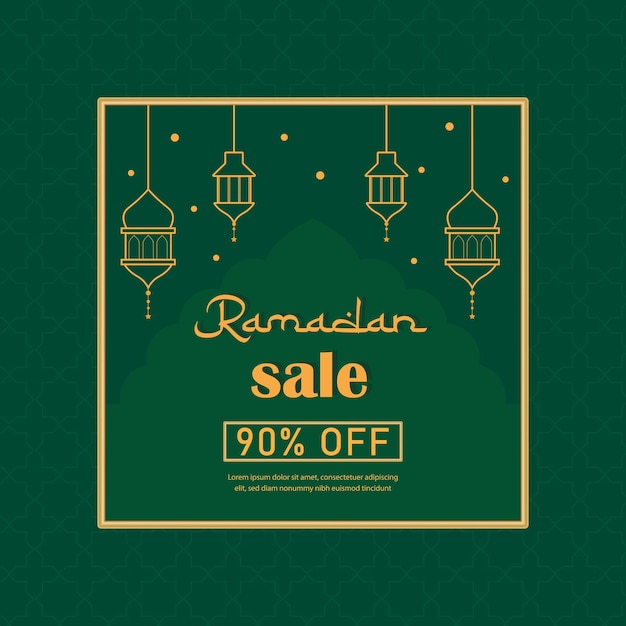 Шаблон распродажи в Рамадан со скидкой 90 процентов.