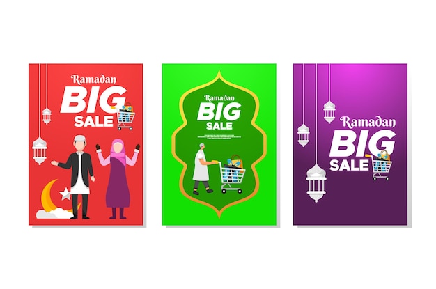 Ramadan sale vector design with human ornament