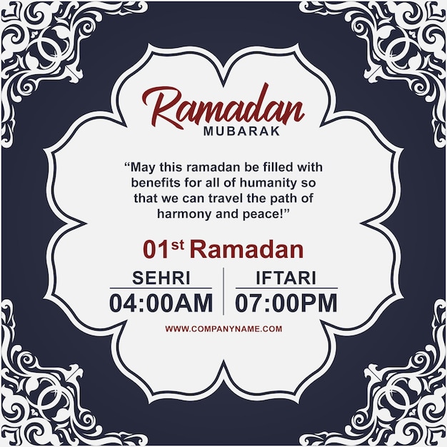 Ramadan sehri and iftari time vector Template