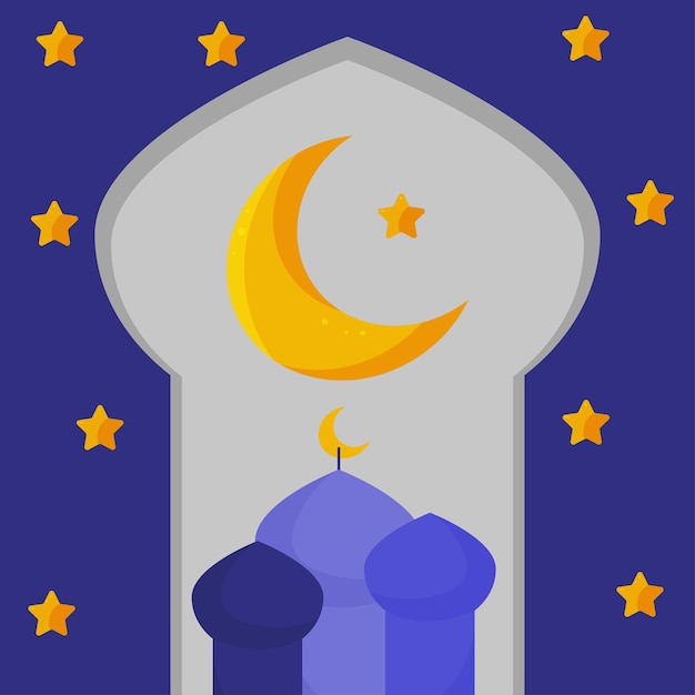 Ramadan Silhouet van de moskee Gouden sterren maan Vector achtergrond Ramadan